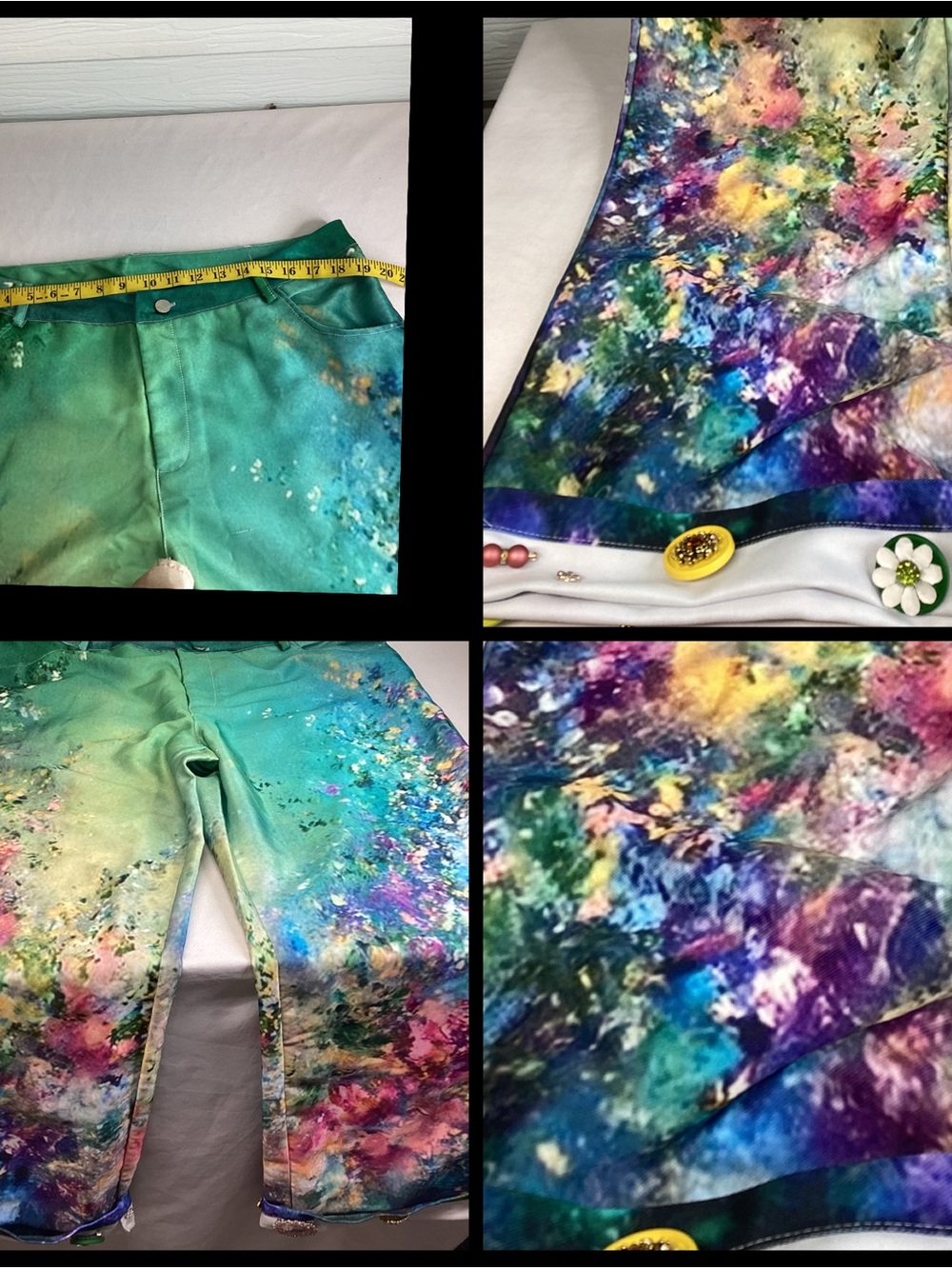 Women’s High-Waist Wide-Leg Jeans in Teal Multi.60 - Picture 6 of 10